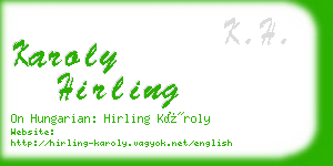 karoly hirling business card